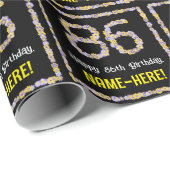 86e verjaardag: Floral Flowers Number, Custom Name Cadeaupapier (Rol Hoek)