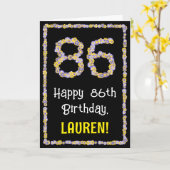 86e verjaardag: Floral Flowers Number, Custom Name Kaart (Gele Bloem)