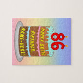 86e verjaardag: Fun Cake and Candles + Custom Name Legpuzzel (Horizontaal)