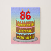 86e verjaardag: Fun Cake and Candles + Custom Name Legpuzzel (Verticaal)
