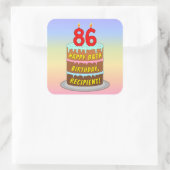 86e verjaardag: Fun Cake and Candles + Custom Name Vierkante Sticker (Tas)