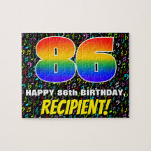 86e verjaardag — Fun, Colorful Music Symbols & "86