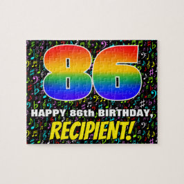 86e verjaardag — Fun, Colorful Music Symbols & "86 Legpuzzel