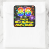 86e verjaardag: Fun Fireworks Kijk, regenboog # 86 Vierkante Sticker (Tas)