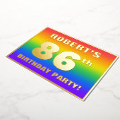 86e verjaardag: Fun, kleurrijk regenboogpatroon Folie Uitnodiging (Gedraaid)