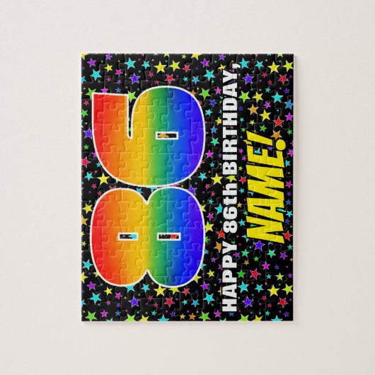 86e verjaardag — Fun, kleurrijk Star Field Pattern Legpuzzel (Verticaal)