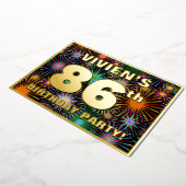 86e verjaardag — Fun, kleurrijke Fireworks-look Folie Uitnodiging (Gedraaid)