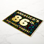 86e verjaardag — Fun, kleurrijke muzieksymbolen Folie Uitnodiging (Gedraaid)