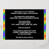 86e verjaardag - Fun, regenboogspectrum "86" Folie Uitnodiging (Achterkant)