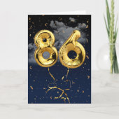 86e verjaardag Gold Mylar ballon en Confetti Card Kaart (Voorkant)