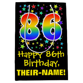 86e verjaardag: kleurrijk sterrenpatroon en regenb medium cadeauzakje