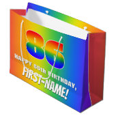 86e verjaardag: kleurrijk, vun regenboogpatroon #  groot cadeauzakje (Voorkant Gekanteld)