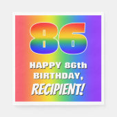 86e verjaardag: kleurrijk, vun regenboogpatroon #  servet (Voorkant)