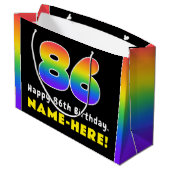 86e verjaardag: kleurrijke regenboog # 86, Naam va Groot Cadeauzakje (Achterkant Gekanteld)