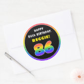 86e verjaardag: kleurrijke regenboog # 86, Naam va Ronde Sticker (Envelop)