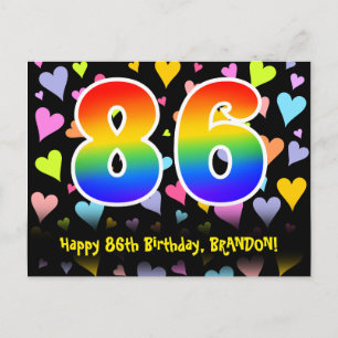 86e verjaardag: Leuk harten patroon, Regenboog 86 Briefkaart
