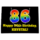 86e verjaardag ~ Leuk, Kleurrijk, Levendig, Regenb Groot Cadeauzakje (Voorkant)