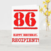 86e verjaardag: Leuk, rood rubberen stempel geïnsp Kaart (Gele Bloem)