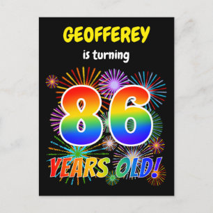 86e verjaardag - Leuk vuurwerk, Rainbow Look "86" Briefkaart