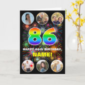 86e verjaardag: Leuke regenboog #, Aangepaste naam Kaart (Gele Bloem)