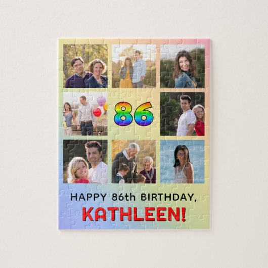 86e verjaardag: Leuke regenboog #, Aangepaste naam Legpuzzel (Verticaal)