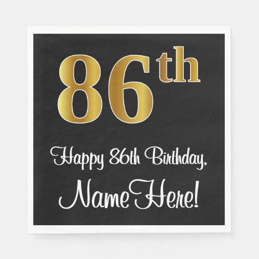 86e verjaardag ~ Luxurieuze Faux Gold-look # Servet (Voorkant)
