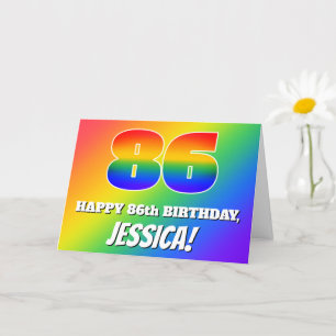86e verjaardag: Meerkleurig regenboogpatroon # 86 Kaart