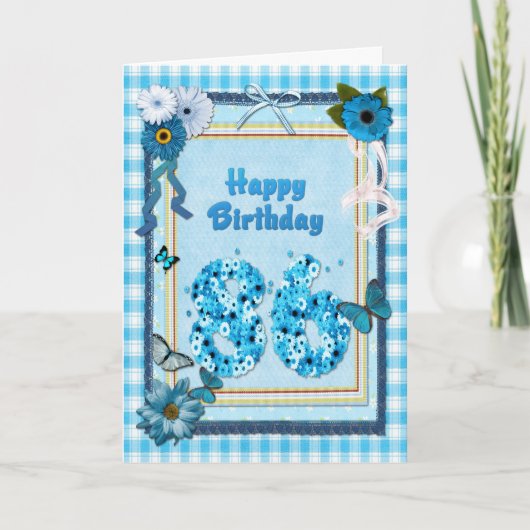 86e verjaardag met een scrapbook-effect kaart (Voorkant)