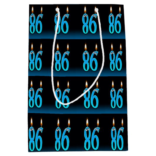 86e verjaardag met oogbalkaarsen medium cadeauzakje (Voorkant)