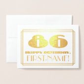 86e verjaardag; naam + Art Deco geïnspireerd look Folie Kaarten (Voorkant met envelop)