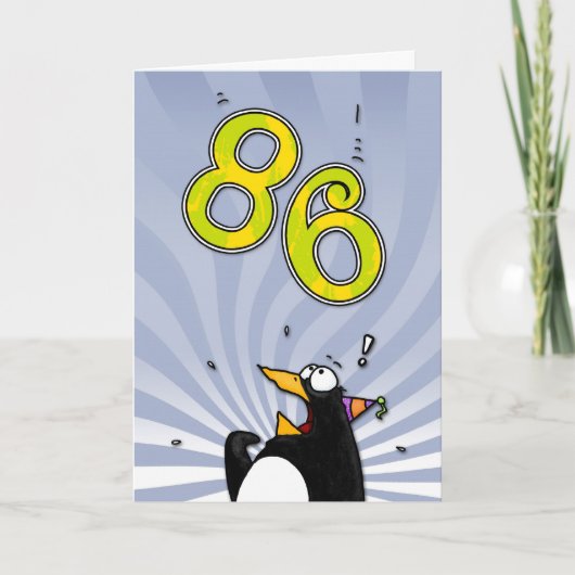 86e verjaardag - Penguin Surprise Kaart (Voorkant)