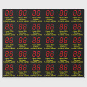 86e verjaardag: Red Digital Clock Style "86" + naa Cadeaupapier (Vlak)