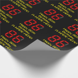 86e verjaardag: Red Digital Clock Style "86" + naa Cadeaupapier