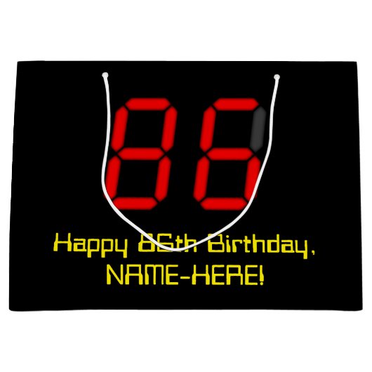 86e verjaardag: Red Digital Clock Style "86" + naa Groot Cadeauzakje (Voorkant)