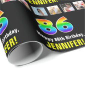 86e verjaardag: Regenboog "86"; Aangepaste foto's  Cadeaupapier (Rol Hoek)