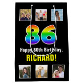 86e verjaardag: Regenboog "86", aangepaste foto's  Medium Cadeauzakje (Achterkant)
