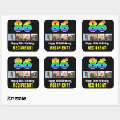 86e verjaardag: Regenboog "86"; Aangepaste foto's  Vierkante Sticker (Vel)