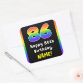 86e verjaardag: Regenboogspectrum # 86, Aangepaste Vierkante Sticker (Envelop)