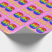 86e verjaardag: roze strips & harten, regenboognr. cadeaupapier (Hoek)