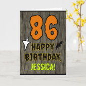 86e verjaardag: Spooky Halloween Theme, Aangepaste Kaart (Gele Bloem)