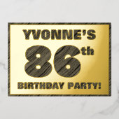 86e verjaardag van de geboorte — Vette, houten gra Folie Uitnodiging (Voorkant)