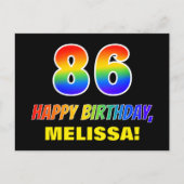 86e verjaardag: Vet, Vun, Eenvoudig, Regenboog 86 Briefkaart (Voorkant)