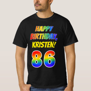 86e verjaardag — Vet, vun, regenboog 86, aangepa T-shirt