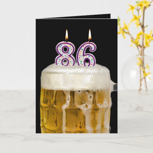 86e verjaardag zwarte bier kaart (Gele Bloem)