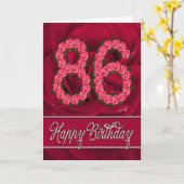 86e verjaardagskaart met rozen en bladeren kaart (Gele Bloem)