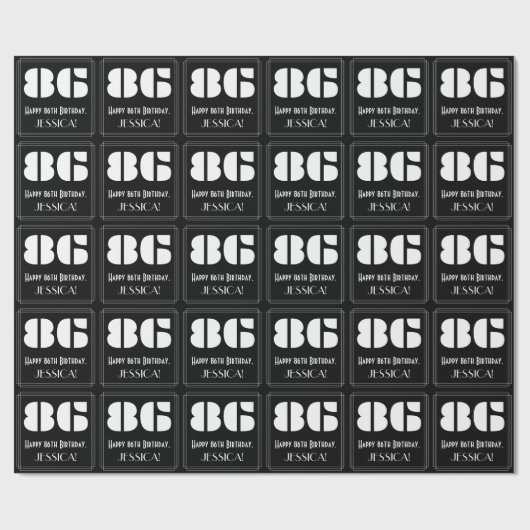 86ste verjaardag: Art Deco Geïnspireerde look "86" Cadeaupapier (Vlak)