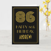 86ste verjaardag: Art Deco Geïnspireerde look "86" Kaart (Gele Bloem)