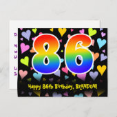 86ste verjaardag: Fun Hearts-patroon, Regenboog 86 Briefkaart (Voorkant / Achterkant)