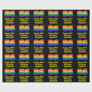 86ste verjaardag: Leuke, kleurrijke regenboog geïn Cadeaupapier