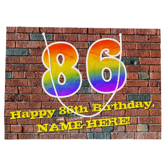 86ste verjaardag: Plezier, op graffiti geïnspireer Groot Cadeauzakje (Achterkant)